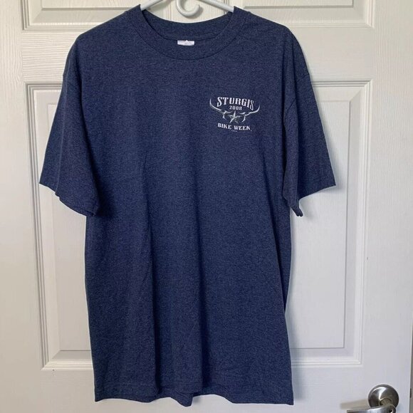 Sturgis Bike Week 2008 Navy Blue Tshirt Men’s Large Patriotic Wings Star NWT - Picture 1 of 6